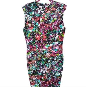 “Forever 21" Abstract Watercolor Floral Sleeveless Midi-Dress Size 2X